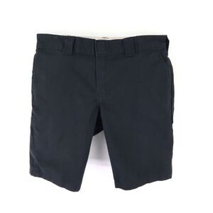 Dickies Shorts Slim Fit Mens 34 Black Polyester Blend Chinos Pockets‎ Flat Front